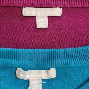 2 Woman Within Short Sleeved Cardigan Sweaters - Size 1X